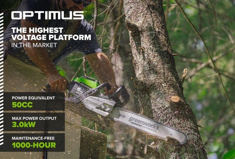 82V OPTIMUS 3.0 kW 16" Chainsaw Kit with CORE400 Battery & DP Charger - Image 6