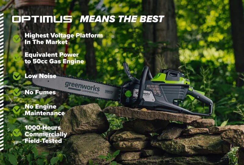 82V OPTIMUS 3.0 kW 16" Chainsaw Kit with CORE400 Battery & DP Charger - Image 7